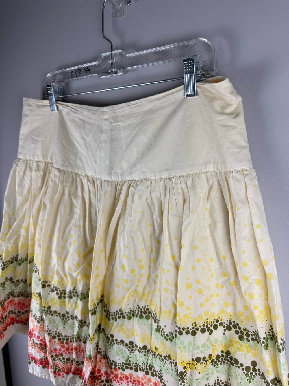 J Jill Womens Yellow Green Red Ombré Back Zip Knee Length Skirt SZ 14P Cotton